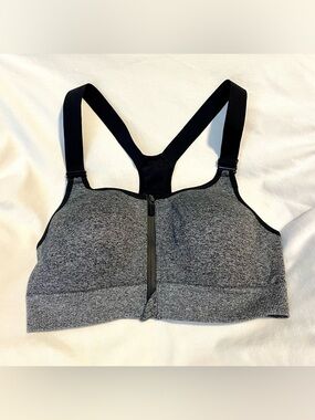 PINK Seamless Air High - Impact Sports Bra - Front Zip - Size S - Heathered Gray